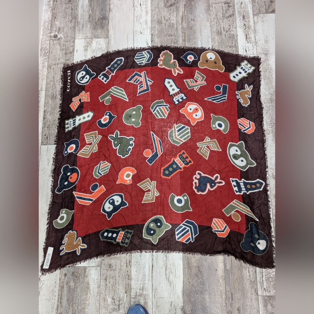 Coach Varsity Patch Oversized Square Scarf - Picture 2 of 4